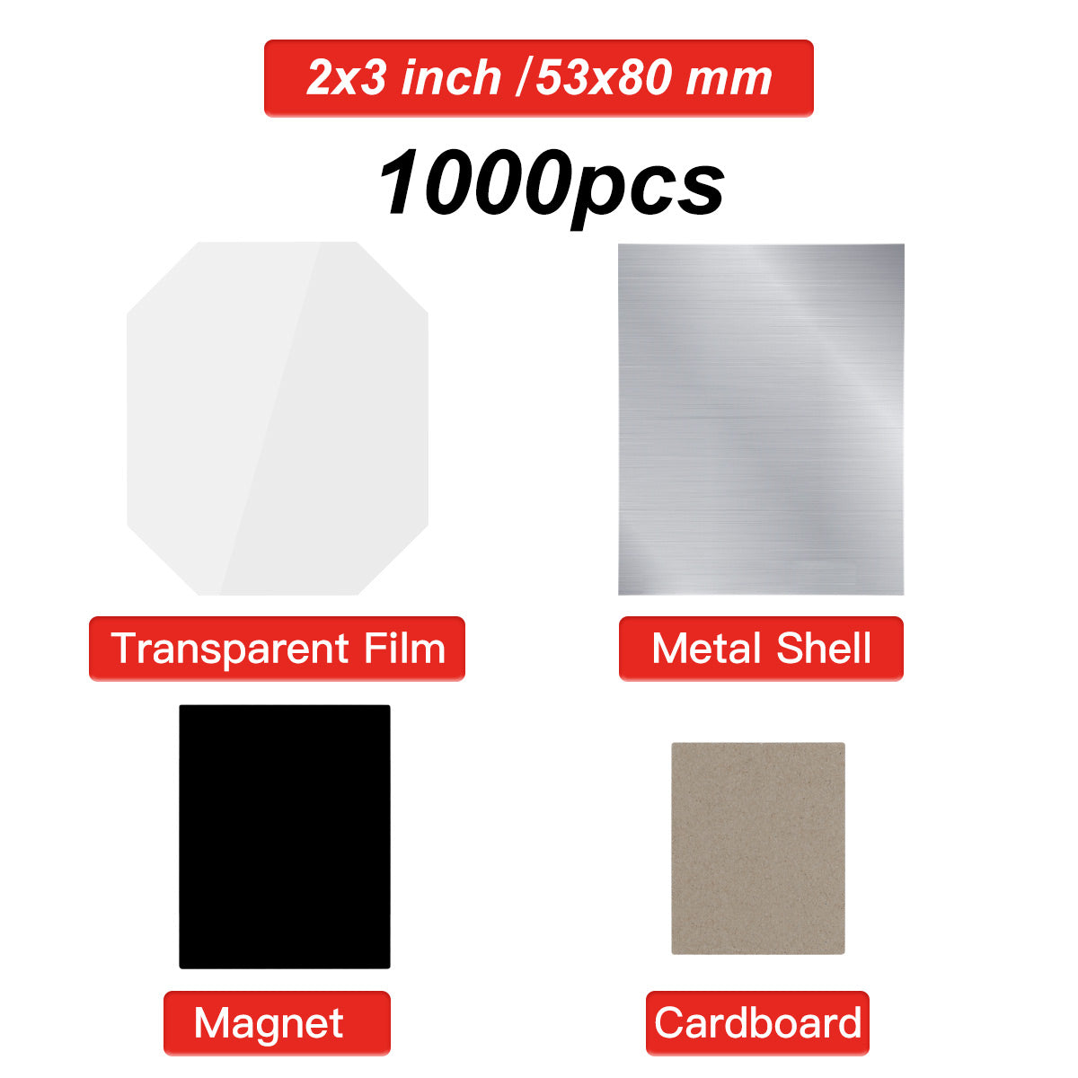 2 x 3″ Cardboard Square Magnets Supplies for 1000 magnets