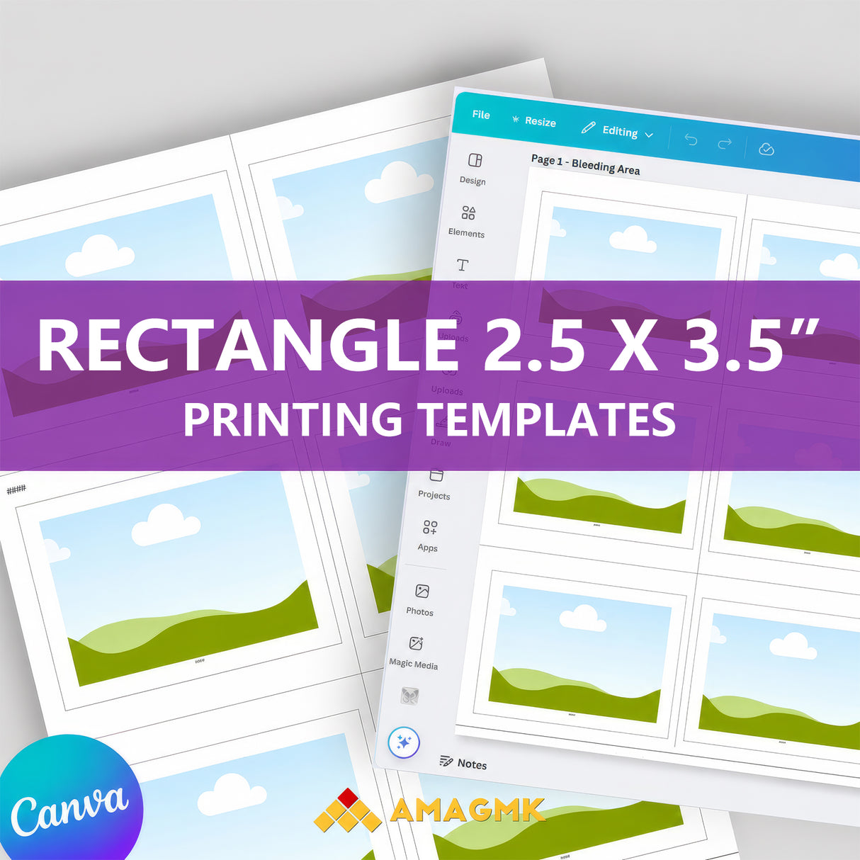 AMAGMK Rectangle 2.5 x 3.5″ Printing Templates