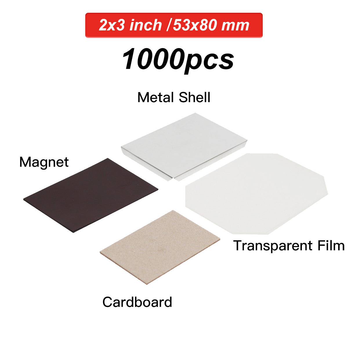 2 x 3″ Cardboard Square Magnets Supplies for 1000 magnets