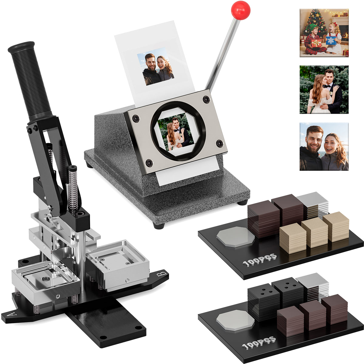 2x2inch Square Magnet Maker Machine Kit with 200 Sets Supplies