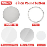 500pcs Mirror Button Supplies Round 3in