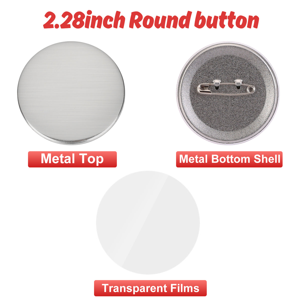 37mm round complete button supplies set with plastic... Pinned Back Button Supplies Round 2.28" for 1000 Button – AMAGMK