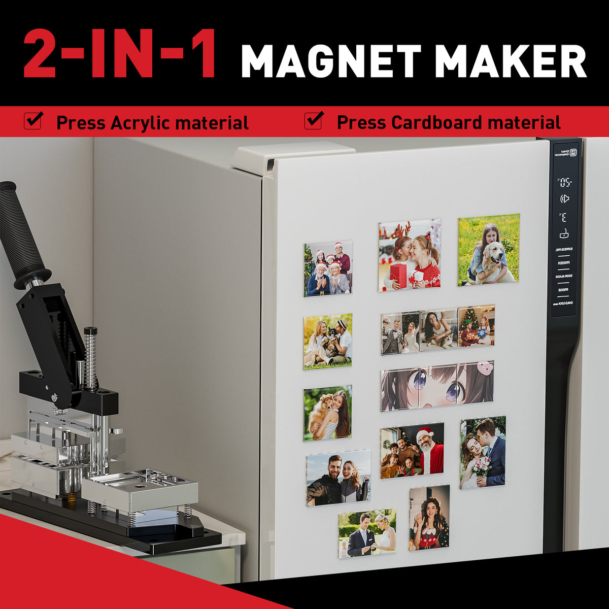 2.5x2.5inch Square Magnet Maker Machine Kit with 200 Sets Supplies