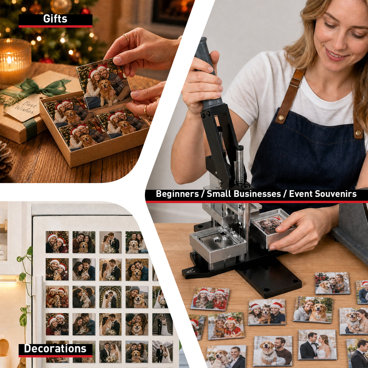 2.5x2.5inch Square Magnet Maker Machine Kit with 200 Sets Supplies