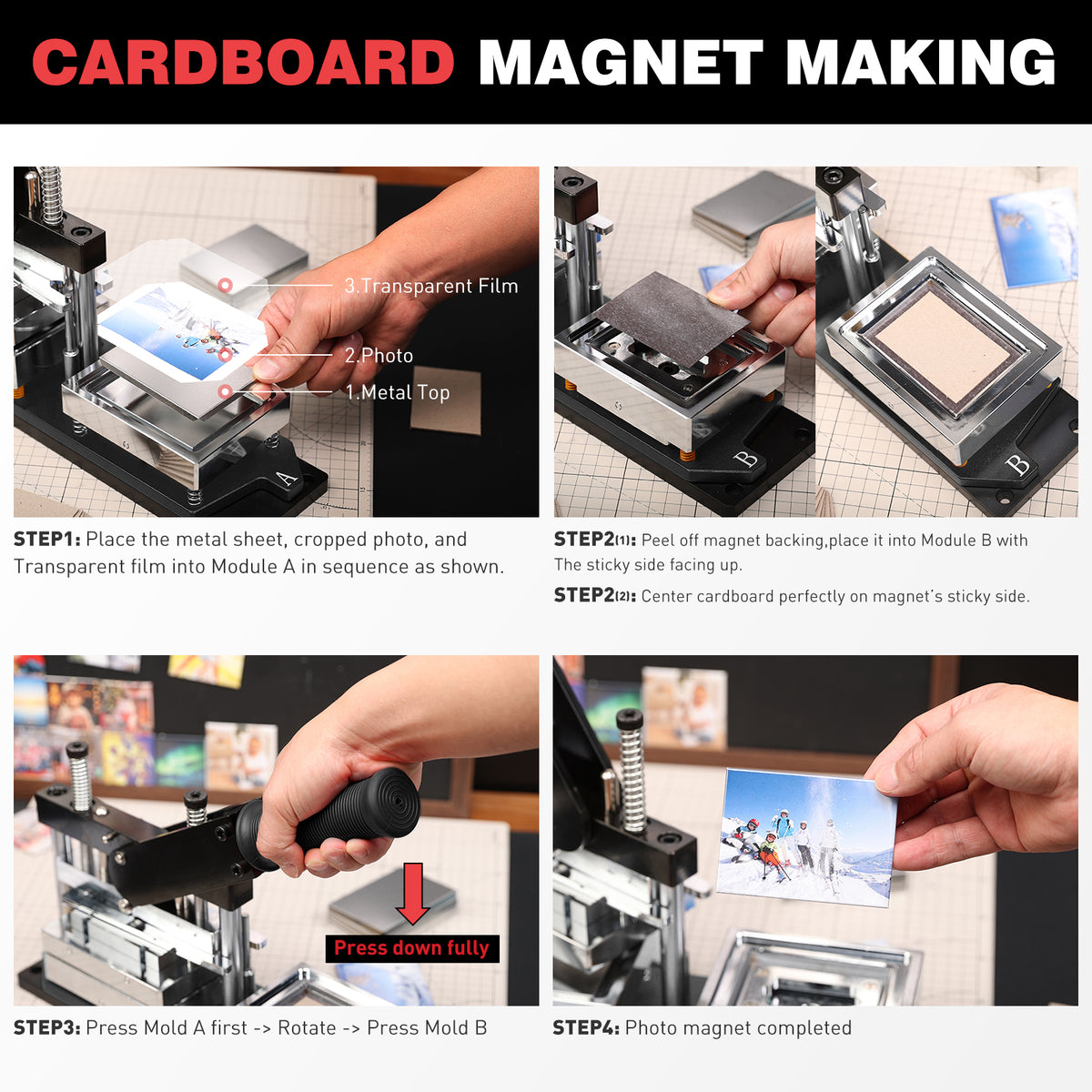 2x3inch Rectangle Magnet Maker Machine Kit with 200 Sets Supplies