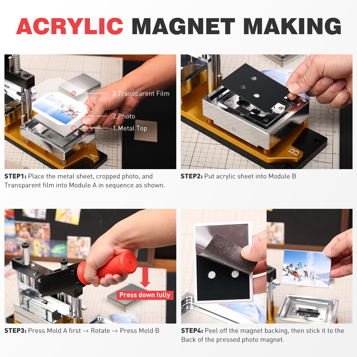 2×3 inch Acrylic and CardBoard Rectangle Fridge Magnets Maker Machine Kit