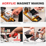 3.2×3.2 inch Acrylic and CardBoard Square Fridge Magnets Maker Machine Kit with 100 Sets Cardboad Supplies