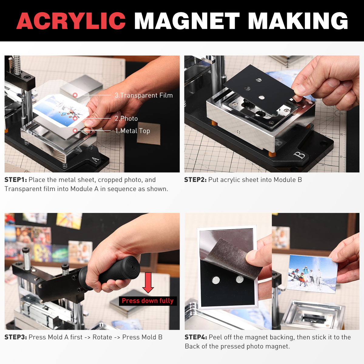 2x3inch Rectangle Magnet Maker Machine Kit with 200 Sets Supplies