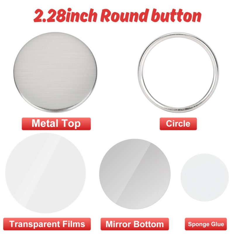 1000pcs Mirror Button Supplies Round 2.28in